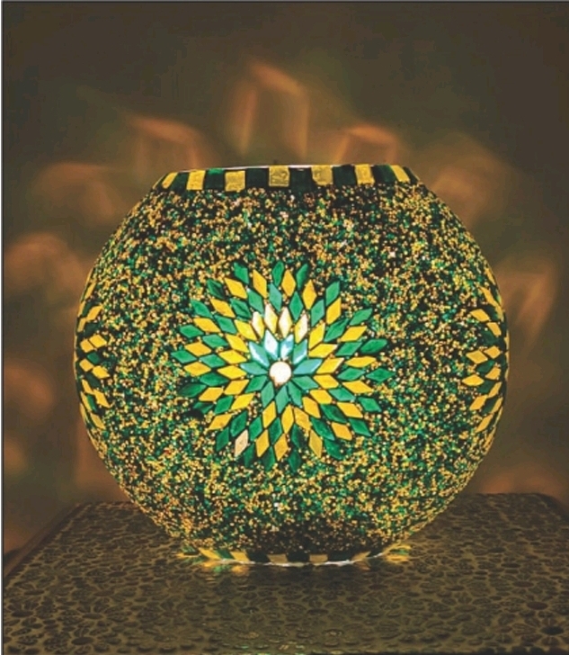 Lampada Vetro Mosaico Fiore Stellato Triangoli e Perline Verde - immagine 4